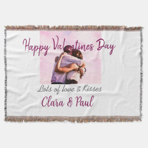 Happy Valentines day modern kisses love add name p Throw Blanket