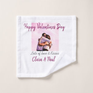 Happy Valentines day modern kisses love add name p Wash Cloth