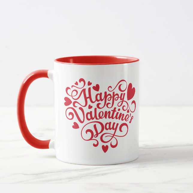 Happy Valentine's Day Modern Red Mug (Left)