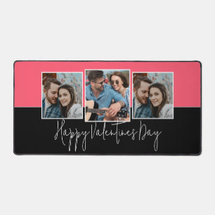 Happy Valentines Day Modern Script 3 Photo Desk Mat