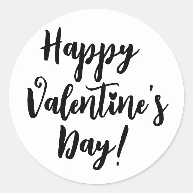 Happy Valentine's Day modern script typography Classic Round Sticker (Front)
