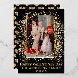 Happy Valentines day modern simple romantic photo Foil Holiday Card