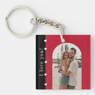 Happy Valentines day modern simple romantic photo Key Ring