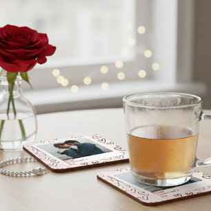Happy Valentines Day Modern Stylish Romantic Photo Coaster