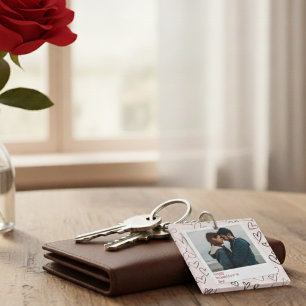 Happy Valentines Day Modern Stylish Romantic Photo Key Ring