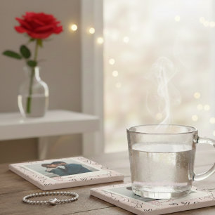 Happy Valentines Day Modern Sweet Romantic Photo Stone Coaster