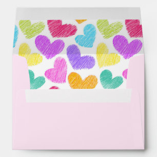 Happy Valentines Day Modern Vibrant Hearts Name Envelope