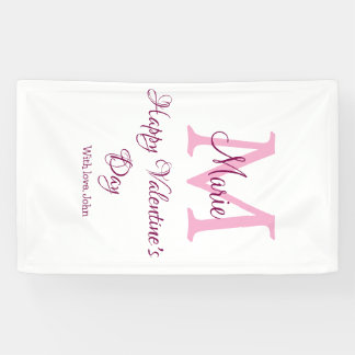 Happy valentine's day monogram pink name love girl banner