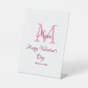 Happy valentine's day monogram pink name love girl pedestal sign