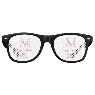 Happy valentine's day monogram pink name love girl retro sunglasses