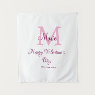 Happy valentine's day monogram pink name love girl tapestry