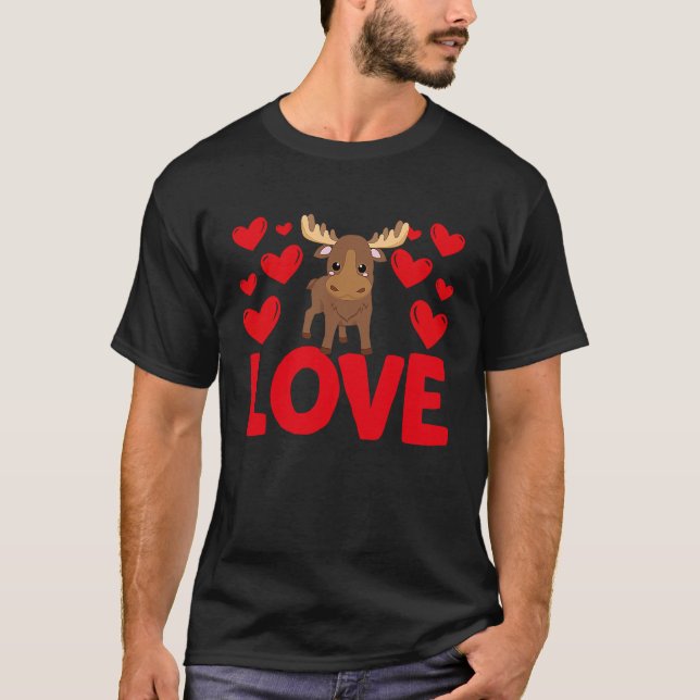 Happy Valentine's Day Moose Mom Mothers Day Valent T-Shirt (Front)