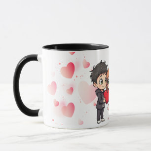 "Happy Valentine's Day Mug - Love, Hearts, and Hug