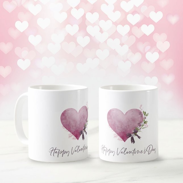 Happy Valentine's Day Mug With Floral Heart (Happy Valentine's Day Mug)