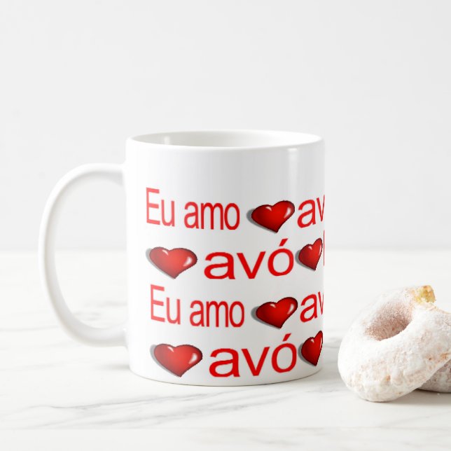Happy Valentine's Day Mugs Eu Amo Avo Grandma (With Donut)