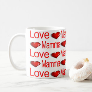 Happy Valentine's Day Mugs Love Mama Red Hearts