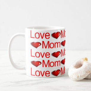 Happy Valentine's Day Mugs Love Mum Red Hearts