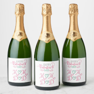Happy Valentines Day Mum & Dad Sparkling Wine Label