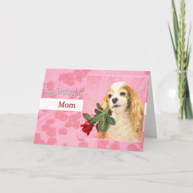 Happy Valentine's Day Mum With Dog And Rose Holiday Card (Front)