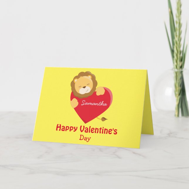 Happy Valentine's Day My Daughter Lion theme Card (Front)