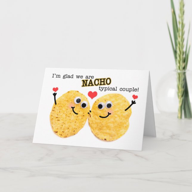 Happy Valentine's Day Nacho Couple Humour  Holiday Card (Front)