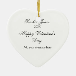 Happy Valentine's day name date message simple ele Ceramic Ornament