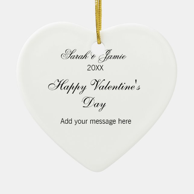 Happy Valentine's day name date message simple ele Ceramic Ornament (Front)