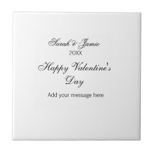 Happy Valentine's day name date message simple ele Ceramic Tile