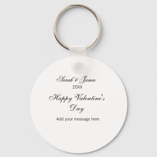 Happy Valentine's day name date message simple ele Key Ring (Front)