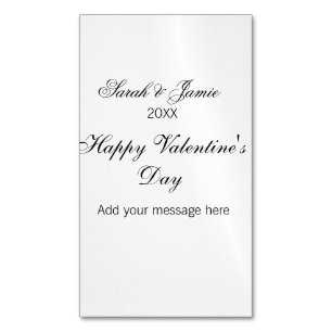 Happy Valentine's day name date message simple ele Magnetic Business Card