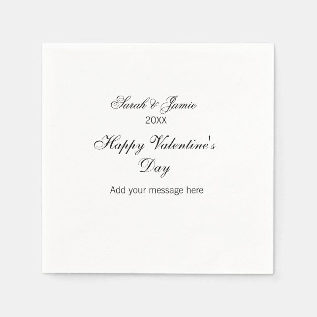 Happy Valentine's day name date message simple ele Napkin (Front)