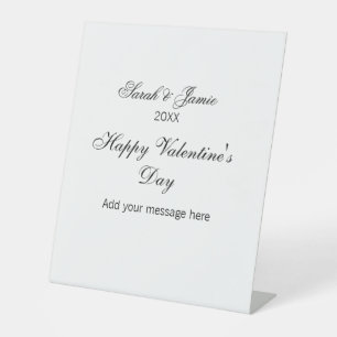 Happy Valentine's day name date message simple ele Pedestal Sign