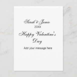 Happy Valentine's day name date message simple ele Postcard