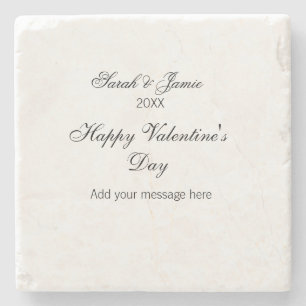 Happy Valentine's day name date message simple ele Stone Coaster