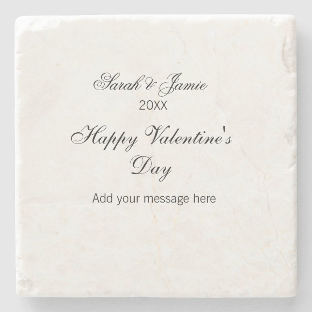 Happy Valentine's day name date message simple ele Stone Coaster (Front)