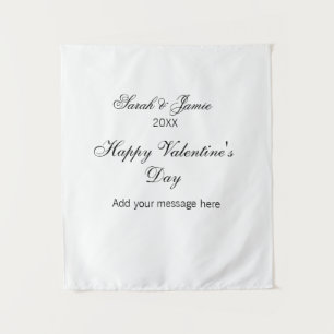 Happy Valentine's day name date message simple ele Tapestry