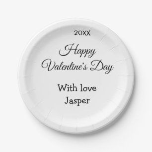 Happy Valentine's day name love simple year stylis Paper Plate