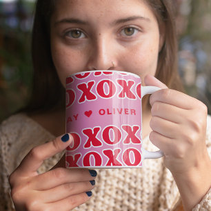 Happy Valentine's Day Name XOXO Coffee Mug