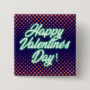 Happy Valentine's Day Neon Design-23692 15 Cm Square Badge