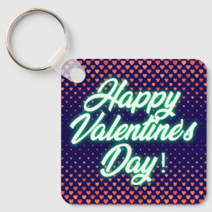 Happy Valentine's Day Neon Design-23692 Key Ring