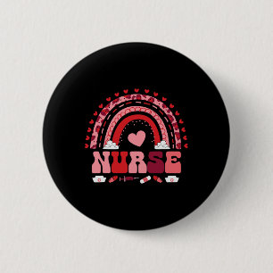 Happy Valentine's Day Nurse Rainbow Boho Retro Nur 6 Cm Round Badge