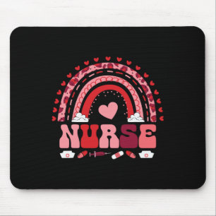 Happy Valentine's Day Nurse Rainbow Boho Retro Nur Mouse Pad
