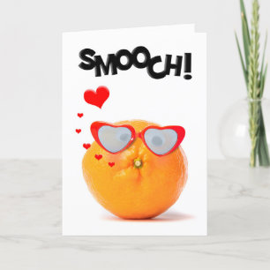 Happy Valentine's Day Orange Puckering Kiss Holiday Card