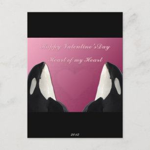 Happy Valentines Day Orca Killer Whale Heart of My Holiday Postcard