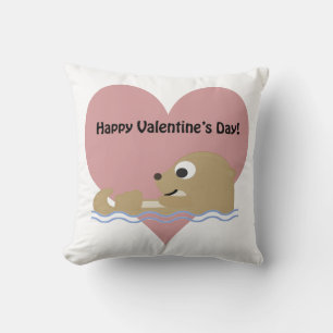 Happy Valentines Day Otter Cushion