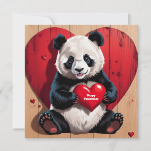 Happy Valentine's Day Panda Bear Holiday Card