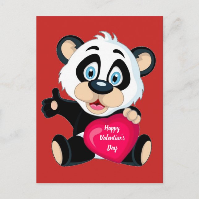 Happy Valentine's Day Panda Bear Postcard (Front)