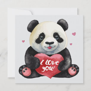 Happy Valentine's Day Panda Holiday Card