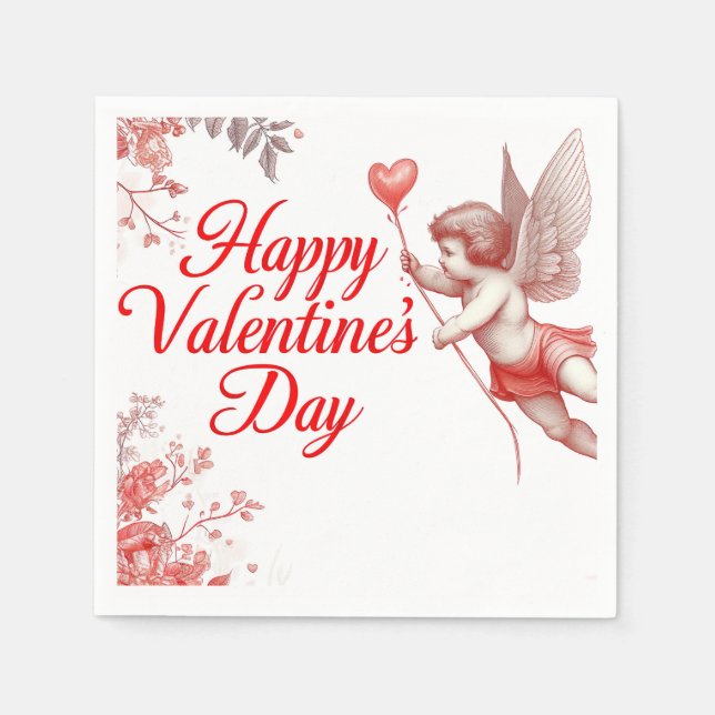 Happy Valentines Day Paper Napkin (Front)