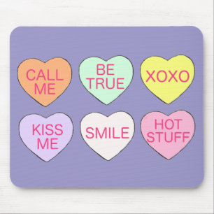 Happy Valentine's Day Pastel Candy Hearts Love Mouse Pad